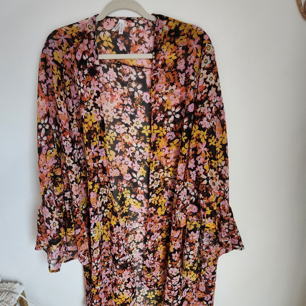 Live 4 Truth Floral Kimono Cardigan - Pink, Yellow, Black